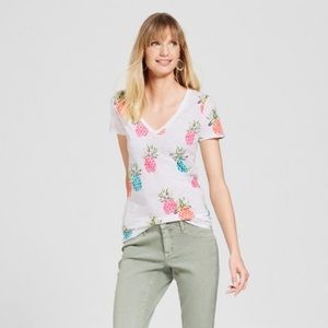 FINAL $ DROP Merona Target Pineapple VNeck Tee XXL